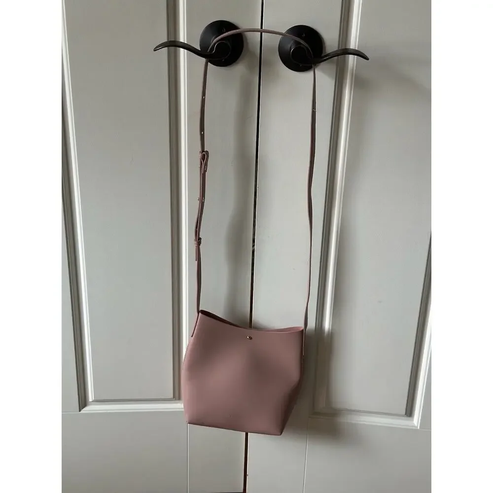 SAMARA Peony Pink Leather Bucket Bag‎ Crossbody Shoulder Bag